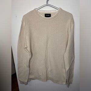Men's Pull&Bear Cream Cotton Crewneck Sweater